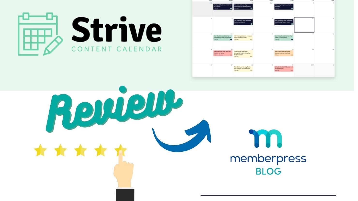 Examen du calendrier de contenu Strive